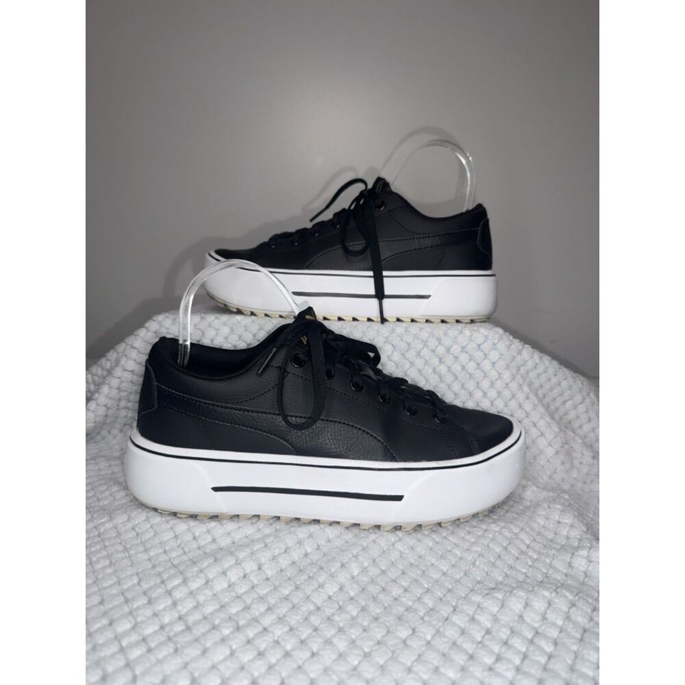 Puma Kaia Platform Black Leather Sneakers Size 9